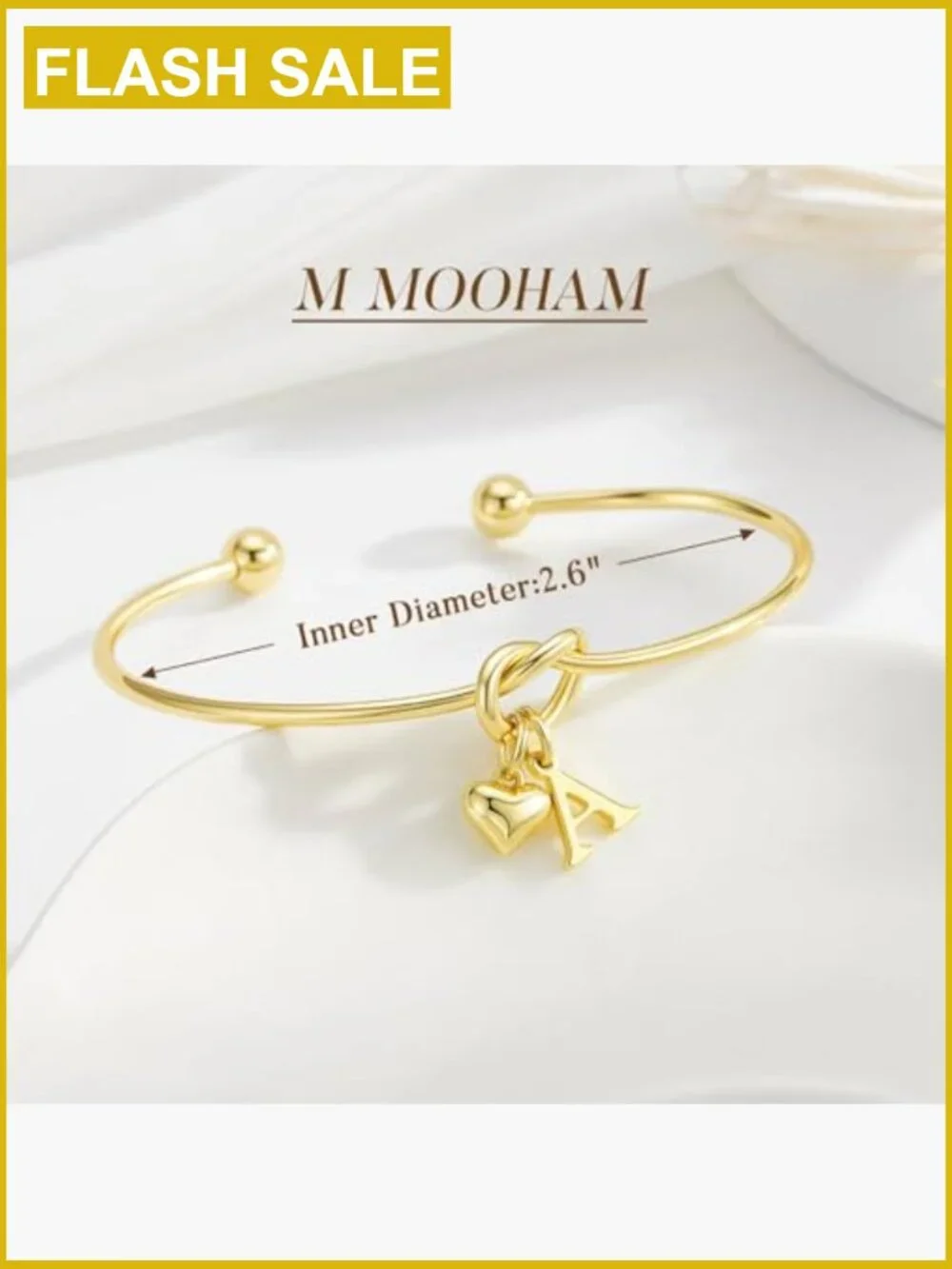 Knot Initial Charm Bracelets 14k Gold Plated Dainty Adjustable Heart